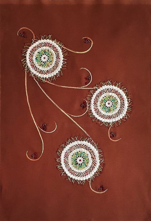 Art textile intitulée "Dans la brise d'aut…" par Marianne Camus, Œuvre d'art originale, Broderie