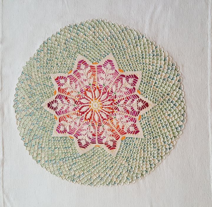 Arte têxtil intitulada "summer-garden-115x1…" por Marianne Camus, Obras de arte originais