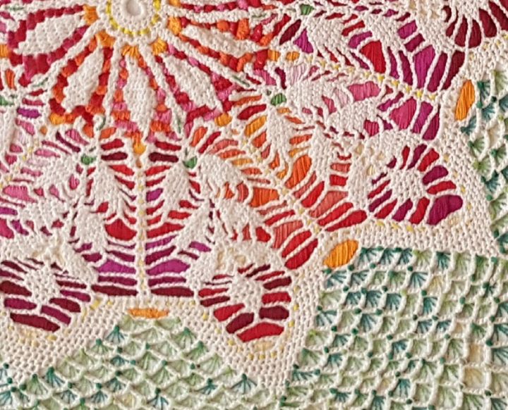 Art textile intitulée "summer-garden-detai…" par Marianne Camus, Œuvre d'art originale