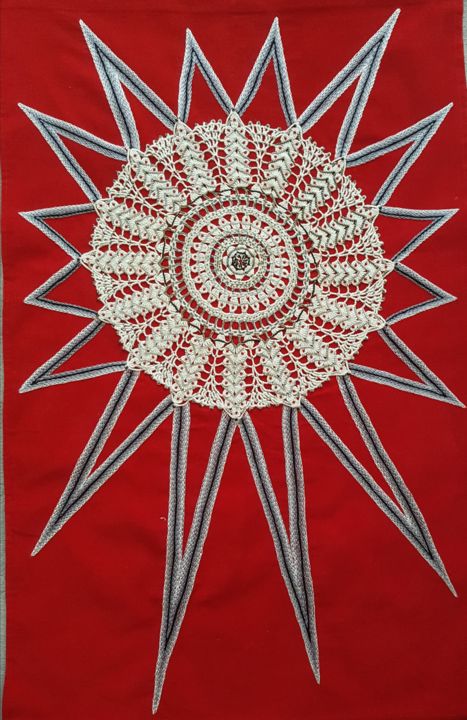 Arte têxtil intitulada "steel-star-115-x-74…" por Marianne Camus, Obras de arte originais