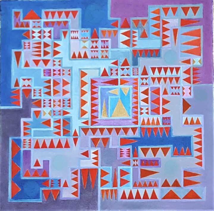 Peinture intitulée "labyrinthe des vill…" par Marianne Camus, Œuvre d'art originale, Huile
