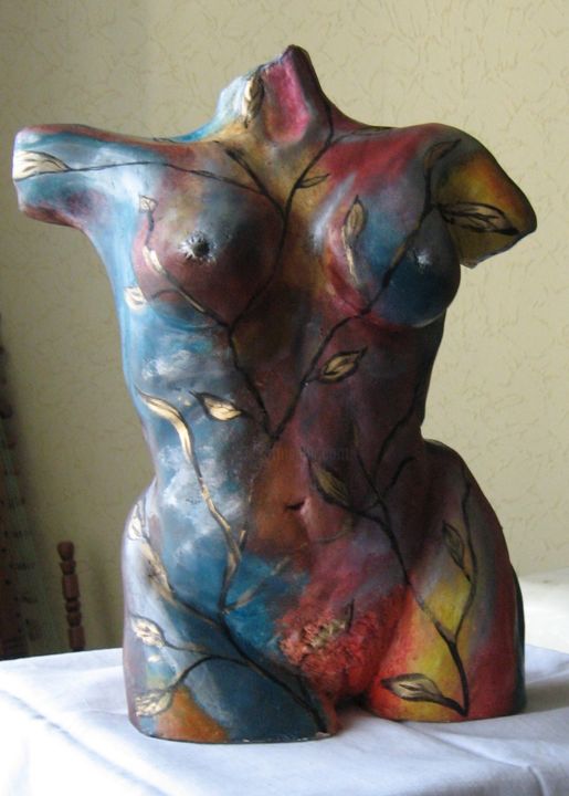 Sculpture titled "FEMME FLEUR" by Marianne Mas, Original Artwork, Ceramics