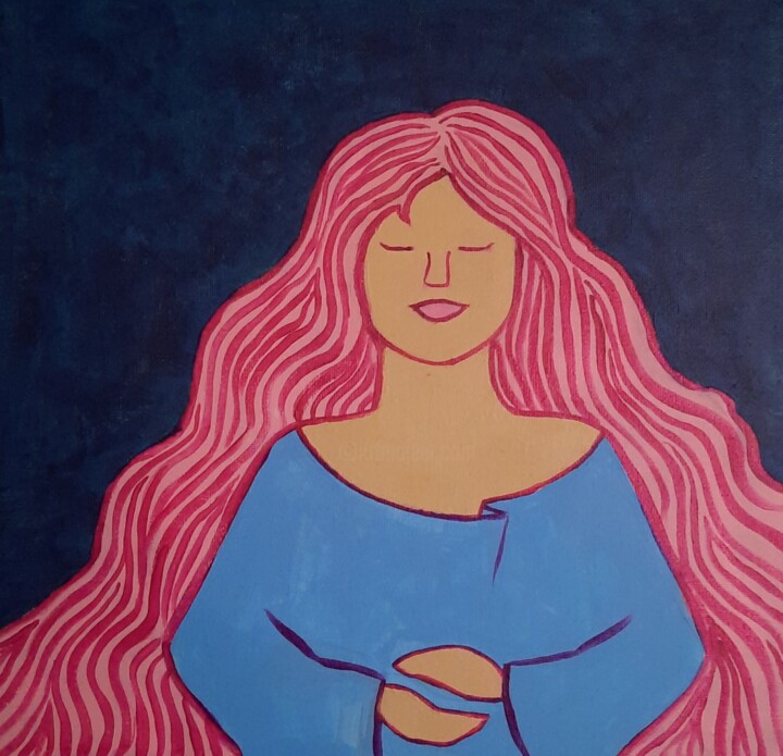 Картина под названием "Still goddess II" - Marianne Monto, Подлинное произведение искусства, Акрил Установлен на Деревянная…