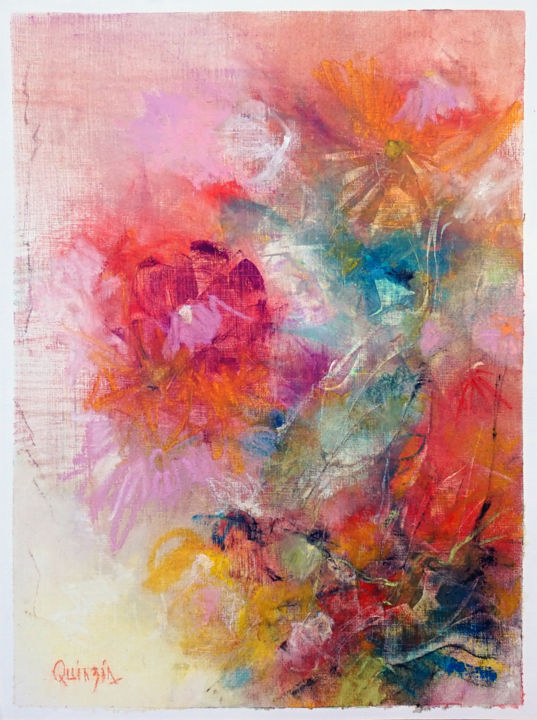 Ζωγραφική με τίτλο "# Bloom 08" από Marianne Quinzin, Αυθεντικά έργα τέχνης, Λάδι