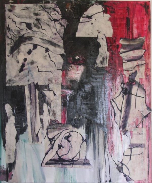 Painting titled "homme rouge" by Mpb, Original Artwork