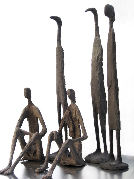 Rzeźba zatytułowany „Gruppe kleiner Figu…” autorstwa Marianne Roetzel, Oryginalna praca, Metale