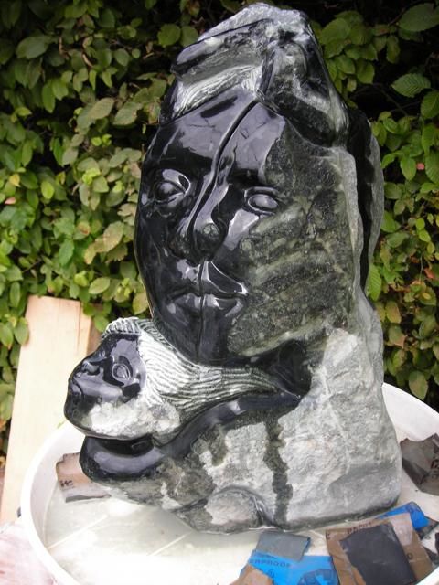 Sculpture titled "polissage de  " val…" by Marianne Monnoye-Termeer, Original Artwork, Stone