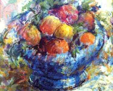 Pintura titulada "manzanas por la mañ…" por Mariano Fernandez Cornejo, Obra de arte original