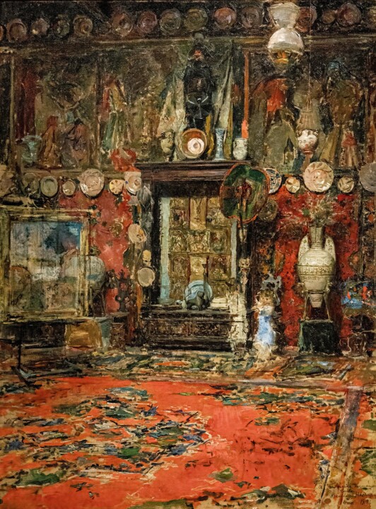 Pittura intitolato "The Studio of Marià…" da Mariano Fortuny, Opera d'arte originale, Olio