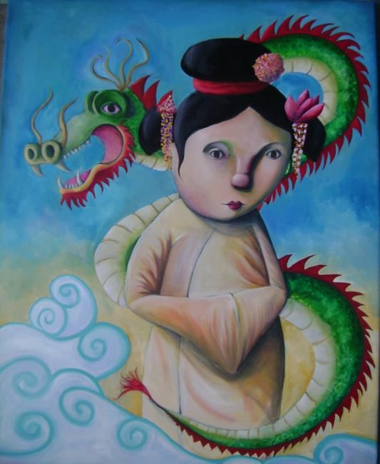 Painting titled "China" by Mariano Sánchez, Original Artwork, Oil