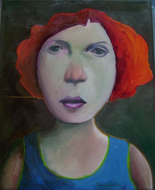 Pintura titulada "La cabeza encendida" por Mariano Sánchez, Obra de arte original