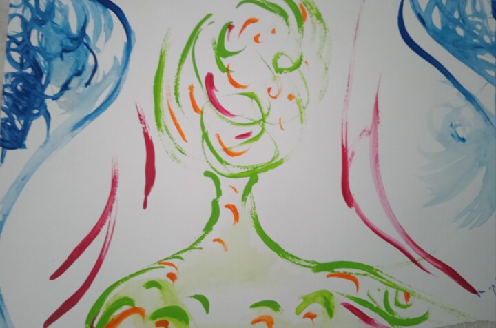 Картина под названием "Το προφιλ του καλλι…" - Μαρία Παπή, Подлинное произведение искусства, Темпера