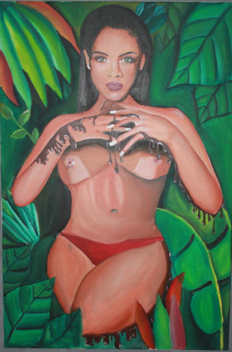Pittura intitolato "Rihanna power" da Maria Prazeres, Opera d'arte originale, Acrilico