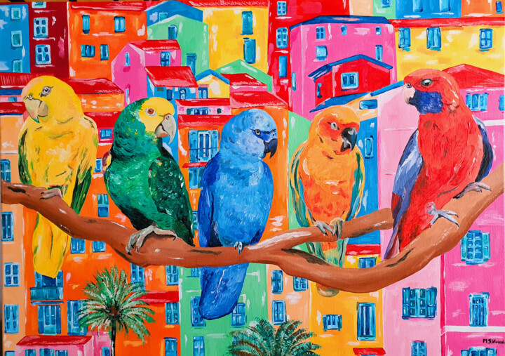 Pittura intitolato "City Colors" da Maria Sabrina Viviani, Opera d'arte originale, Acrilico Montato su Telaio per barella in…