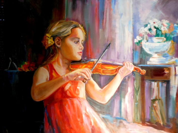 Pittura intitolato "Joven artista" da Maria Teresa Aroz Ibañez, Opera d'arte originale