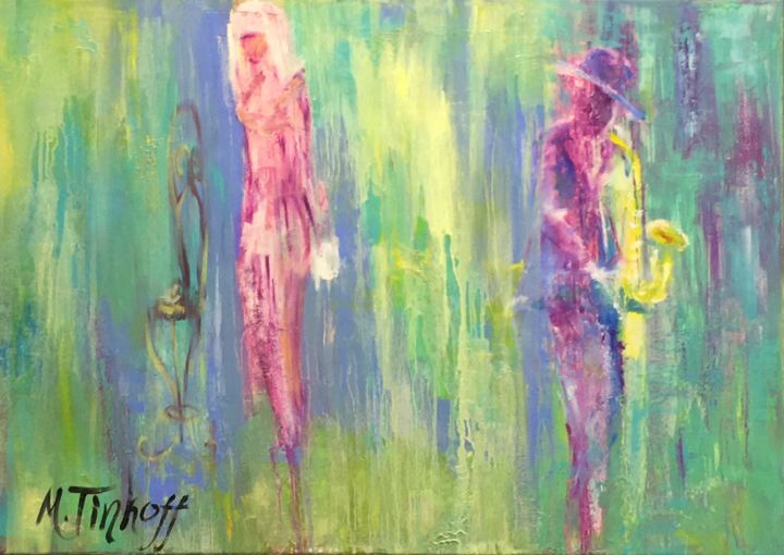 Painting titled "Rain Music" by Maria Tinkoff, Original Artwork, Oil