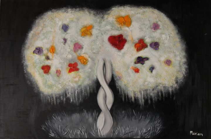 Painting titled "The Tree of Love" by Maria Tinkoff, Original Artwork, Oil