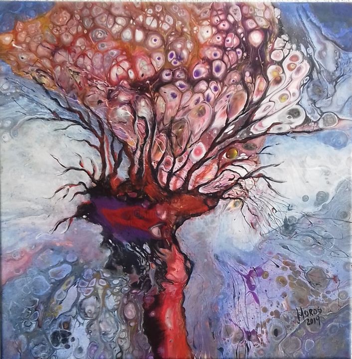 Painting titled "The Centenarian Oak…" by Mariana Oros, Original Artwork, Acrylic