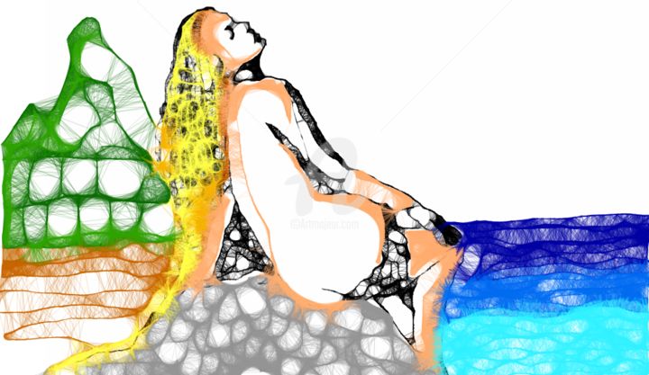 Arts numériques intitulée "Desnudo ( Zefran)" par Maribel D' Gazzaniga, Œuvre d'art originale