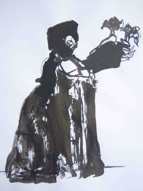 Drawing titled "Italia- Cuervos" by Maribel Don, Original Artwork