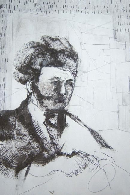 Drawing titled "Retrato 2" by Maribel Don, Original Artwork