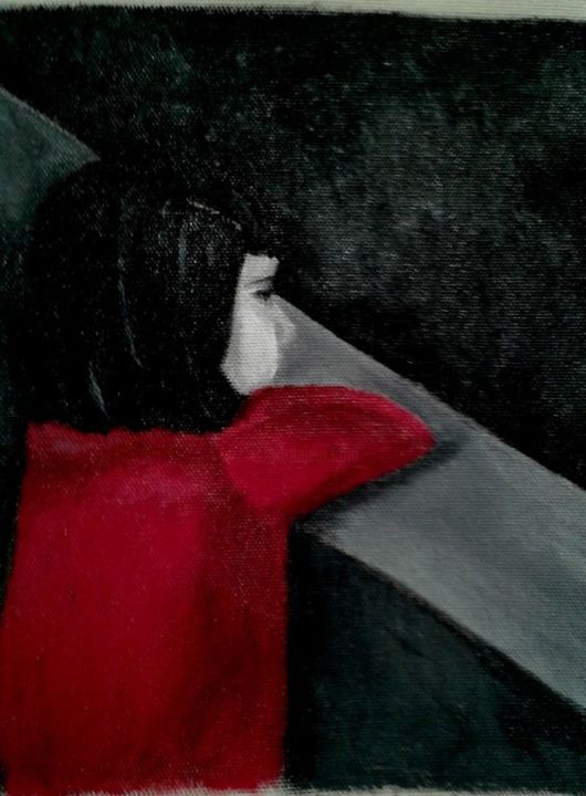 Pintura intitulada "menina na janela" por Ana Brasil, Obras de arte originais, Acrílico