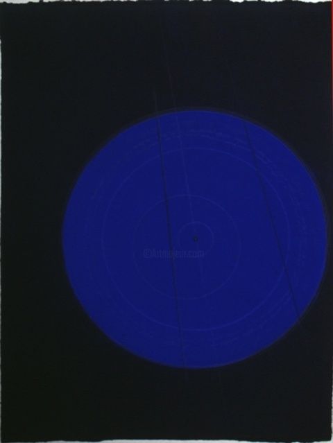 Peinture intitulée "Blue Circle, paper…" par Marica Radojcic Presic, Œuvre d'art originale