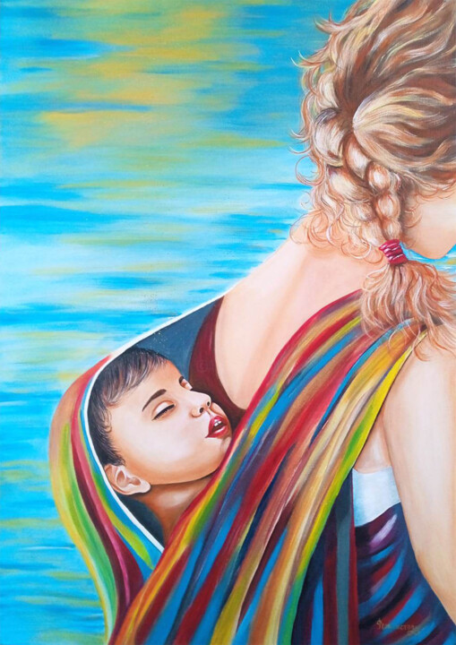Peinture intitulée "Mothers Day" par Tatiana Feoktistova, Œuvre d'art originale, Acrylique