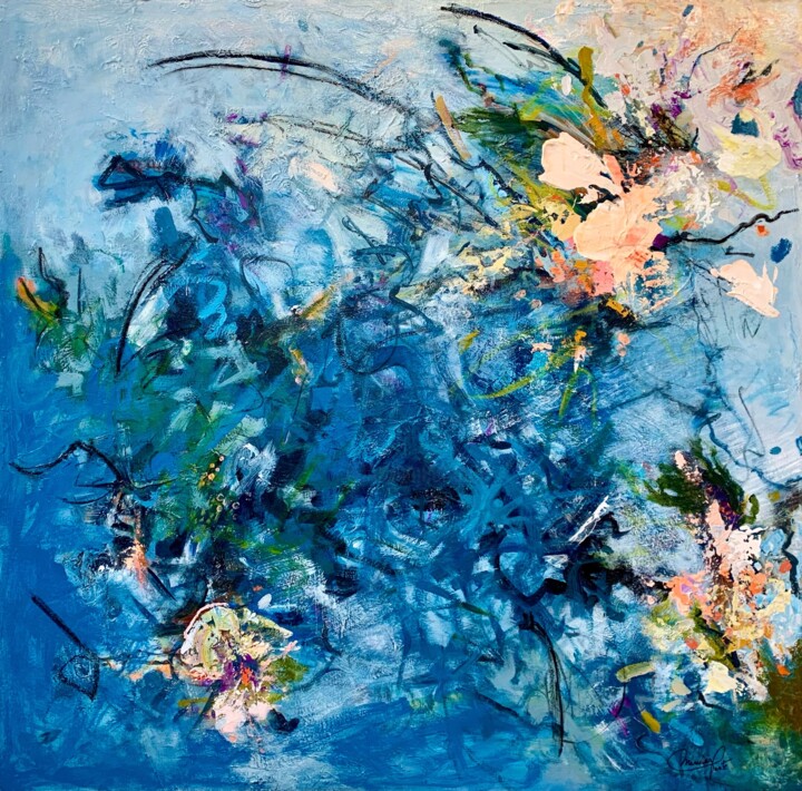 Painting titled "Chorégraphie floral…" by Mariclair Plante, Original Artwork, Acrylic Mounted on Wood Stretcher frame