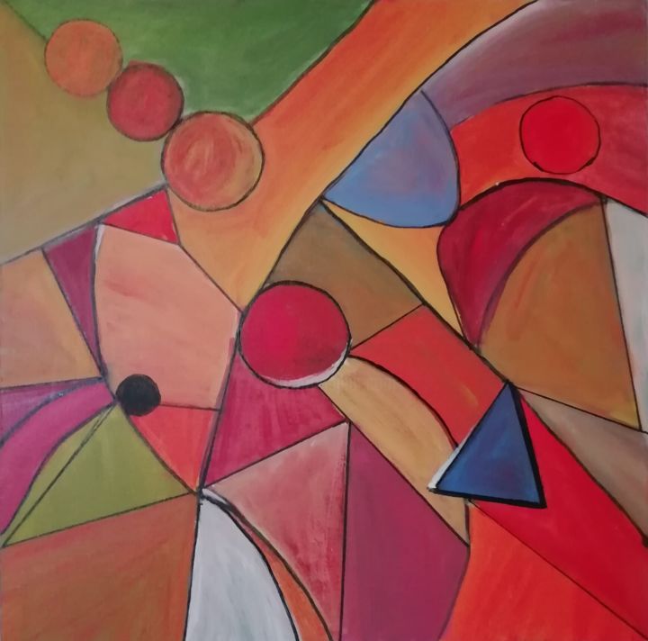 Painting titled "les formes" by Marie Clementine Ambomo, Original Artwork, Acrylic