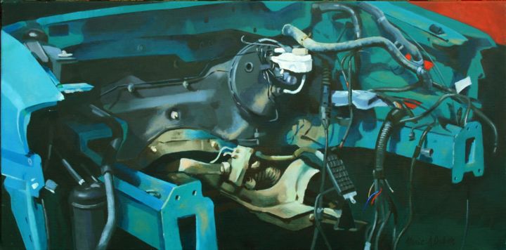 Painting titled "Open Motor" by Marie A Dubois, Original Artwork, Oil