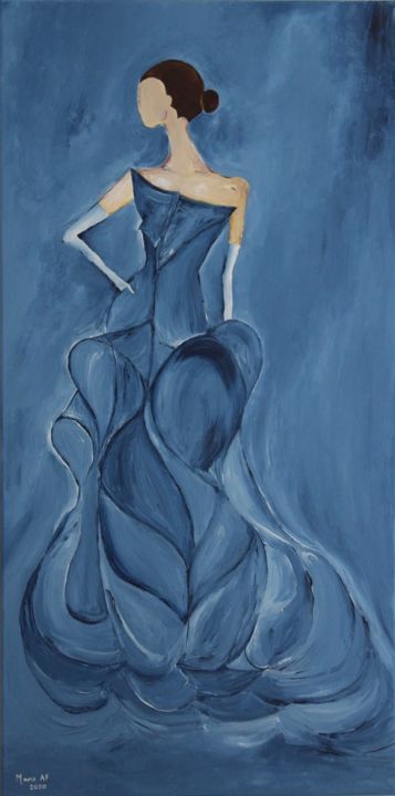 Peinture intitulée "Femme à robe de gla…" par Marie Abi Fadel, Œuvre d'art originale, Acrylique