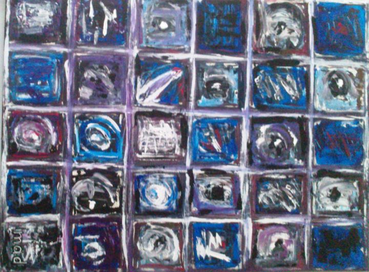 Картина под названием "Rythmes en violet." - Marie-Agnès Dubois Lambert, Подлинное произведение искусства, Акрил