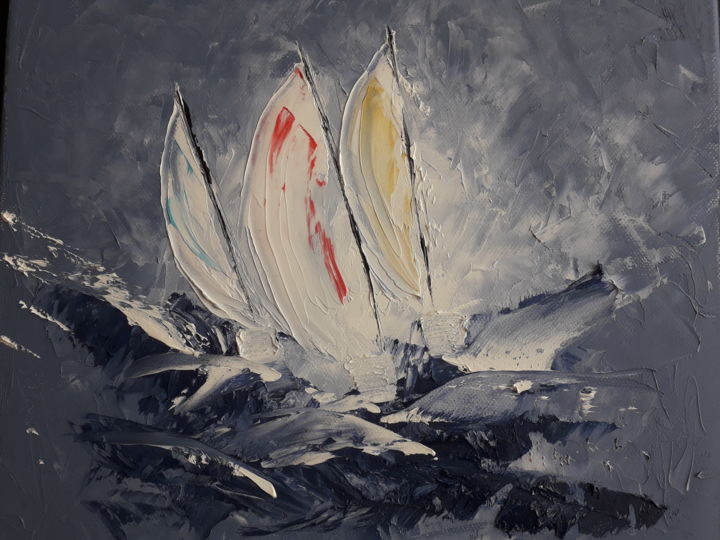 Peinture intitulée "Tempête sur les voi…" par Marie Alliou, Œuvre d'art originale