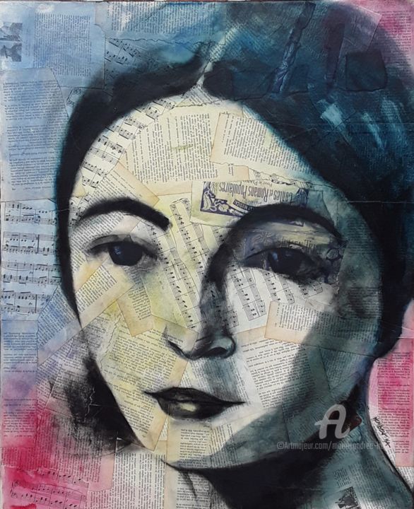Painting titled "Adèle" by Marie Andrée Hembert, Original Artwork, Oil Mounted on Wood Stretcher frame