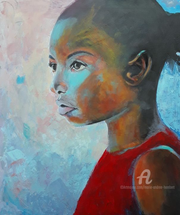 Painting titled "Diouma." by Marie Andrée Hembert, Original Artwork, Acrylic