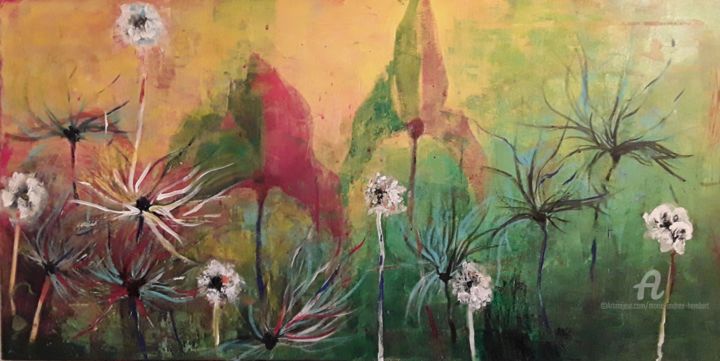 Painting titled "Symphonie florale" by Marie Andrée Hembert, Original Artwork, Acrylic