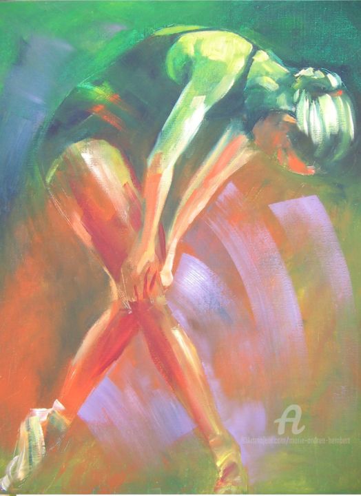 Картина под названием "ballerine" - Marie Andrée Hembert, Подлинное произведение искусства, Масло