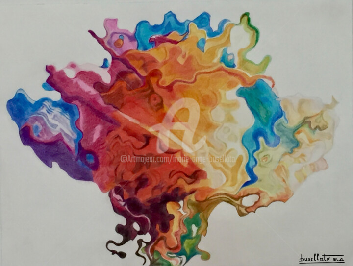 Dessin intitulée "rose-def-3.jpg" par Marie-Ange Busellato, Œuvre d'art originale, Crayon