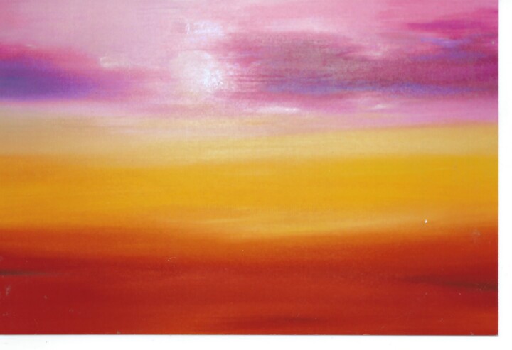 Painting titled "Coucher de soleil" by Marie-Ange Nicaise, Original Artwork, Oil