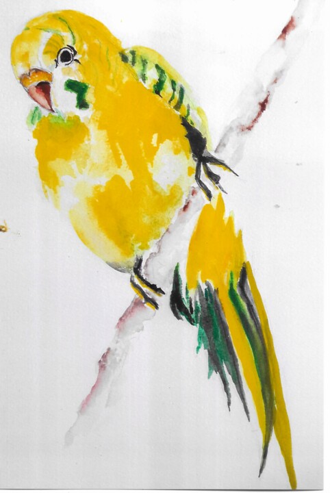 Painting titled "l' oiseau libre" by Marie-Ange Nicaise, Original Artwork, Watercolor