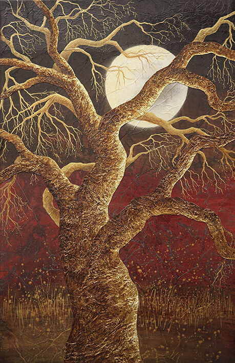 Peinture intitulée "Le chêne" par Marie-Anne Mouton, Œuvre d'art originale, Encre