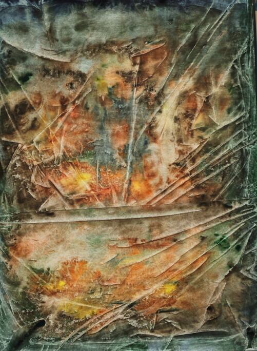 Peinture intitulée "-pierres-de-feux-1.…" par Marie-Annick Radigois, Œuvre d'art originale, Aquarelle