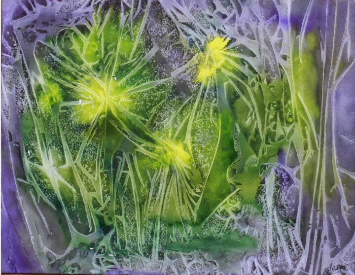Peinture intitulée "végétal aquatique" par Marie-Annick Radigois, Œuvre d'art originale, Aquarelle