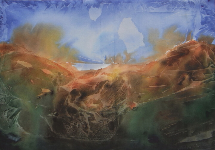 Peinture intitulée "vent de sable" par Marie-Annick Radigois, Œuvre d'art originale, Aquarelle