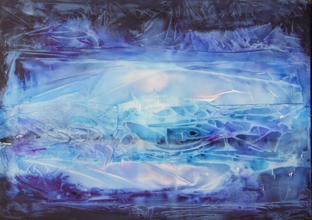 Peinture intitulée "mer et glace 3" par Marie-Annick Radigois, Œuvre d'art originale, Aquarelle