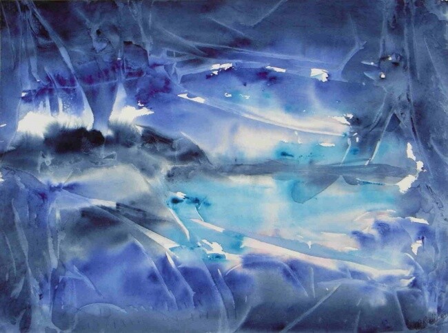 Peinture intitulée "mer et glace 6" par Marie-Annick Radigois, Œuvre d'art originale