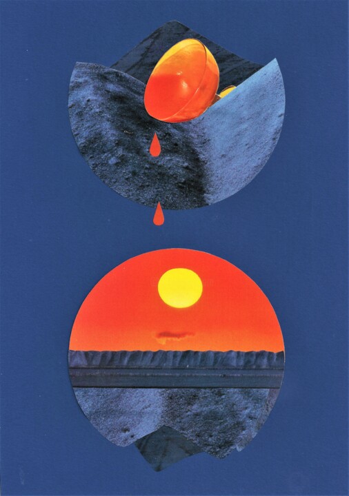 Collages titulada ""coulis de soleil",…" por Marie Belhade (Belma), Obra de arte original, Collages
