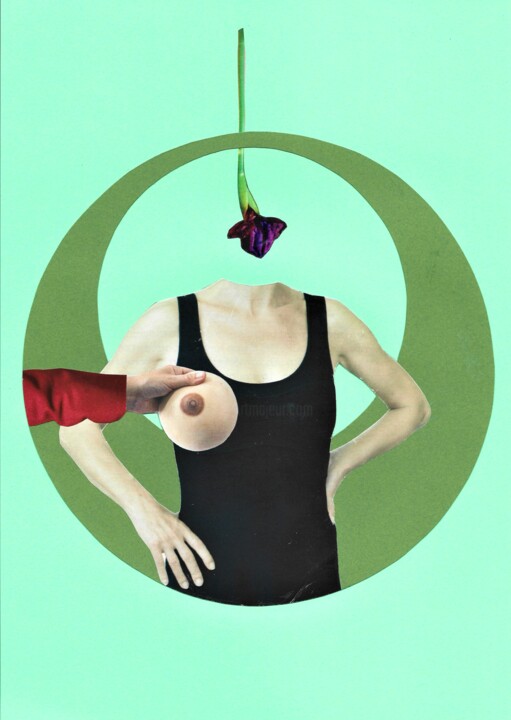 Collages getiteld "breast cover" door Marie Belhade (Belma), Origineel Kunstwerk, Collages
