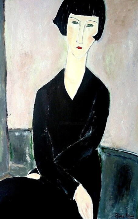 Ζωγραφική με τίτλο "hommage à Modigliani" από Marie Bony, Αυθεντικά έργα τέχνης, Ακρυλικό